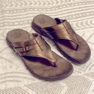 Abeo Bronze Leather Sporty Slip On Arch Support Sandals
